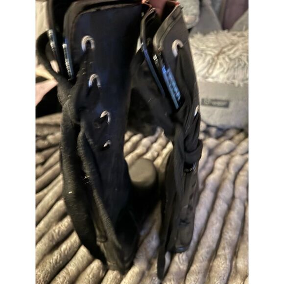 Black coach signature jacuard fabric lace up rain boots/shoes 37/7 - Picture 4 of 9